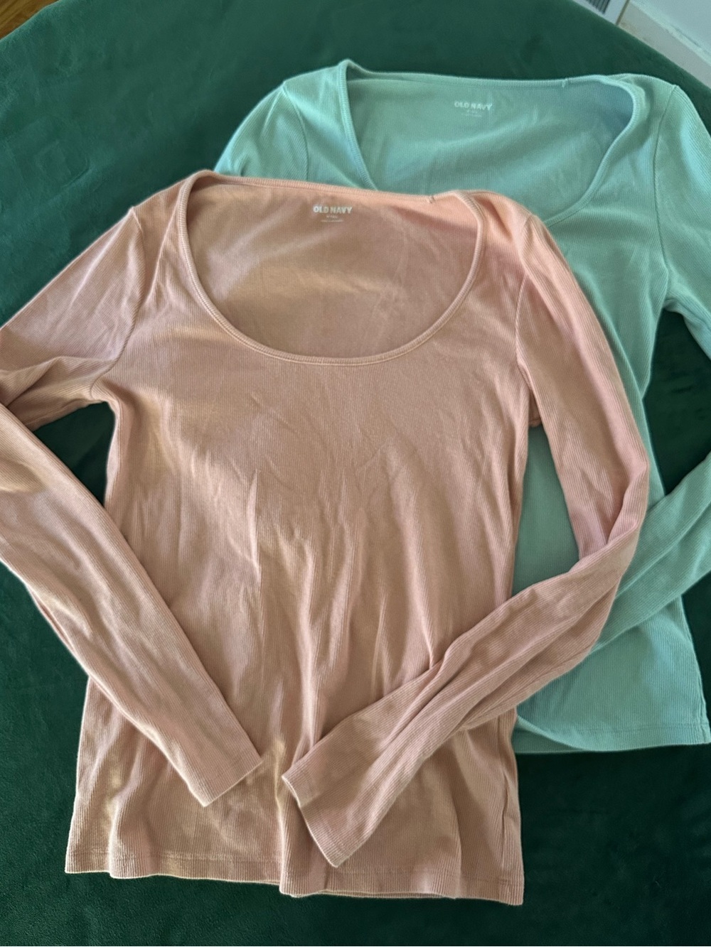 Old Navy TALL Long Sleeve Scoop Neck Top - Blush Pink and Mint